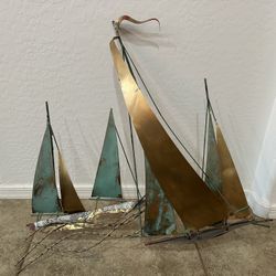 Curtis Jere Metal Wall Sculpture Sailboats