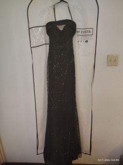 Black Sequin Strapless Formal Gown