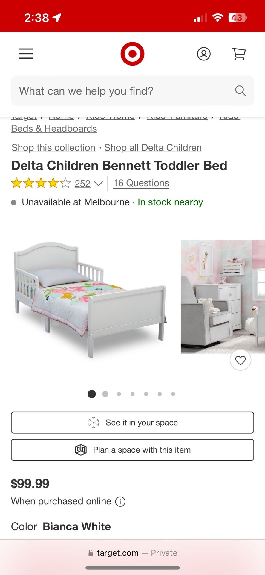Toddler Bed - BRAND NEW IN BOX