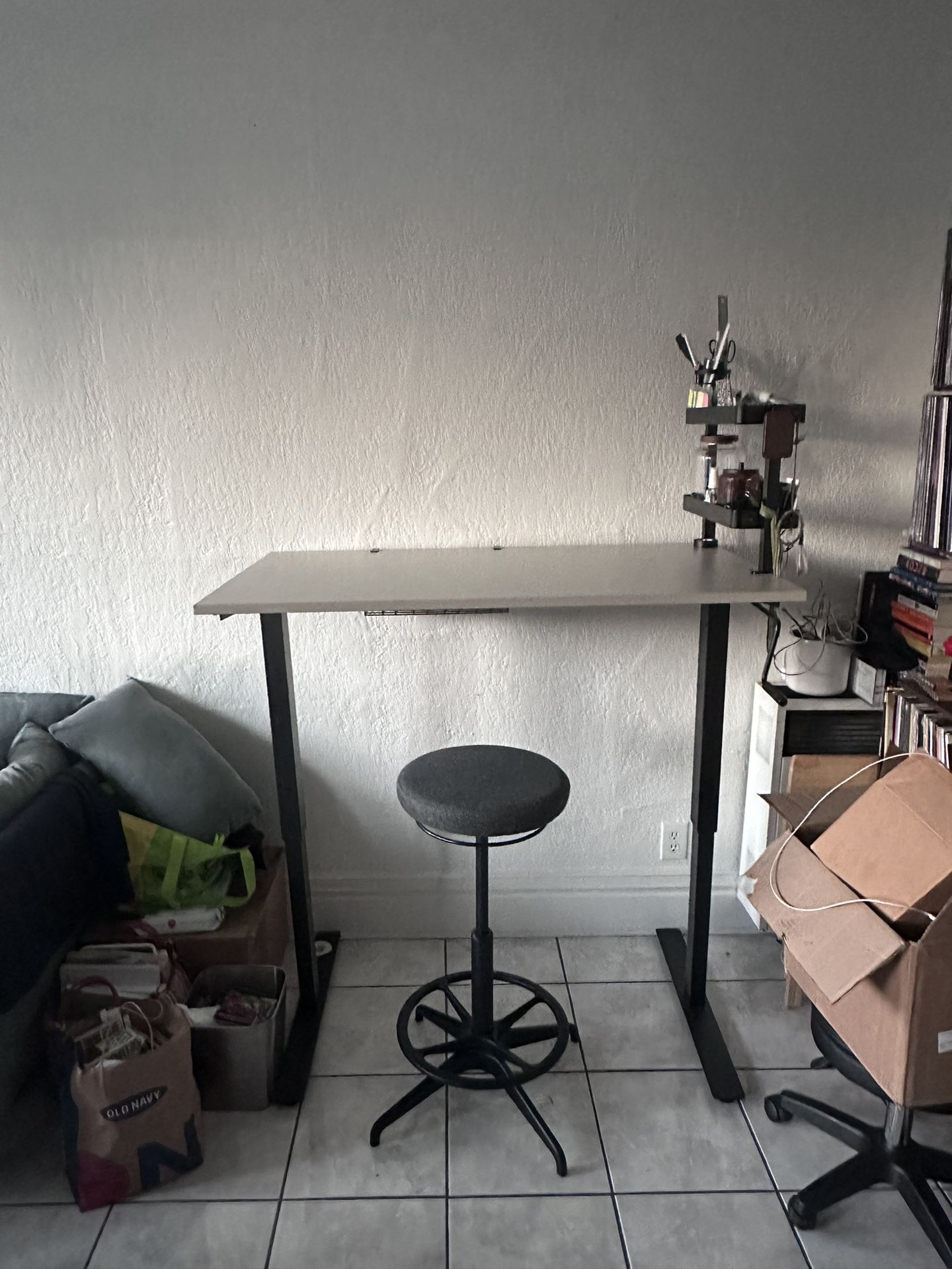 IKEA Rising Desk & Stool Chair +accessories 