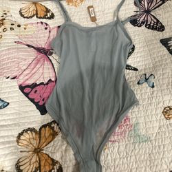 SKIMS summer mesh thong bodysuit sky blue NWT size large sheer kim k women’s