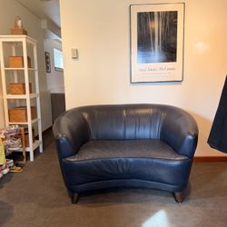 Blue leather Loveseat 