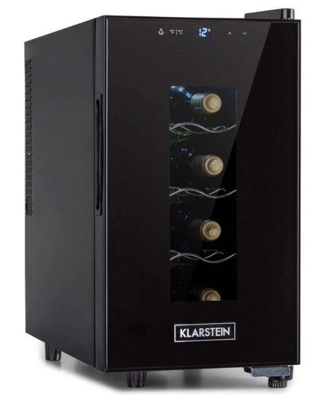 KLARSTEIN Wine Cooler Drinks Fridge, Single Zone, 8 Bottles, 4-22C, UV Protection, Touch Pad, 23L Capacity