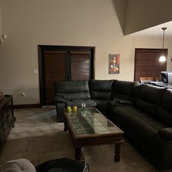 Grey Leather Sofa 