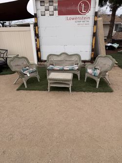 4 Piece Wicker Patio Set w/ Cushions