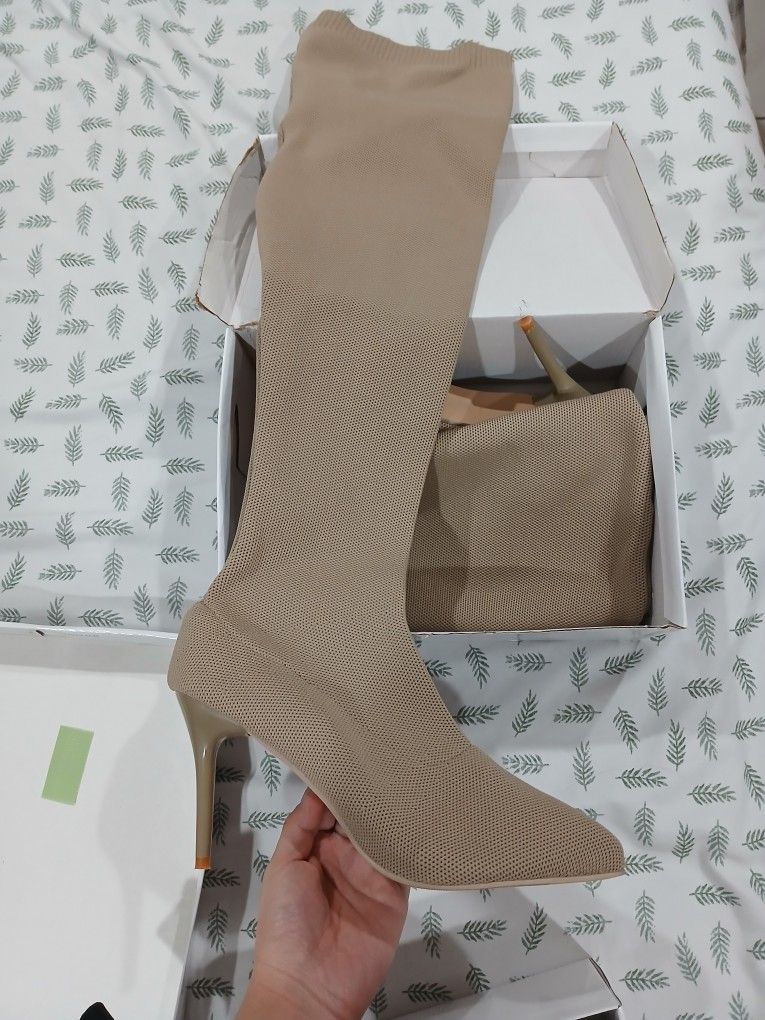 Khaki High Knee Boots