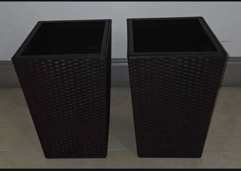 *** NEW LOW PRICE *** PAIR of 16" Brown Square Textured Planters (2 for $45) @ Lasting  Creations