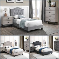 Twin Size Burlap Bed W Orthopedic Mattress 