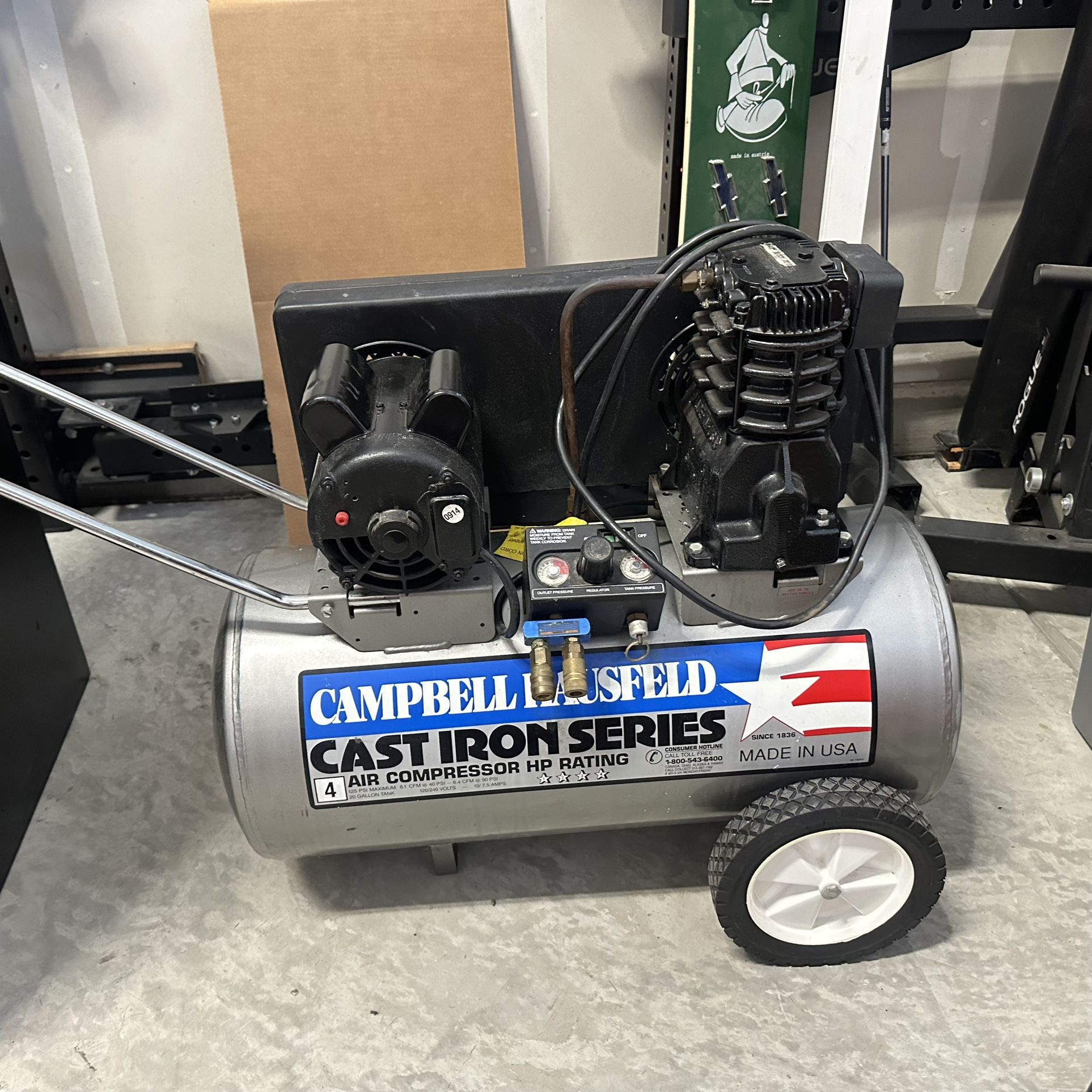 Campbell Hausfeld Cast Iron Series Made In USA 4HP 20 Gallon Air Compressor