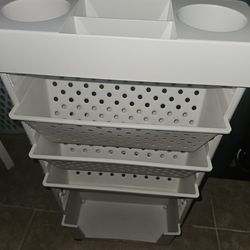 3 tier White Rolling Office Paper Organizer