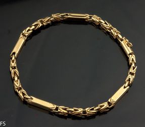 14K Gold Byzantine & Bar Style Bracelet 12.8g