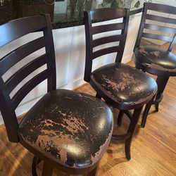 Bar Stools - Distressed Leather Seats
