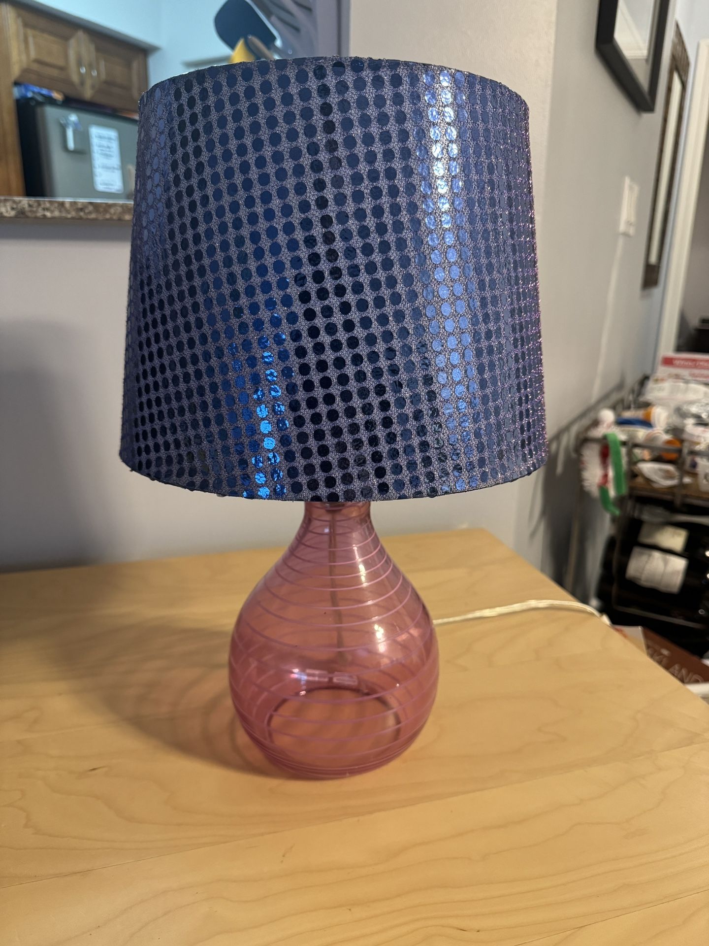 Pink Glass Lamp Base And Shade