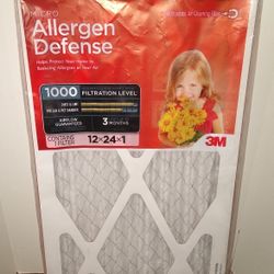 Filtrete 12x24x1 Allergen Defense Air Filter 1000 MPR: MERV 11 Electrostatic Furnace & AC Filter, Captures Dust & Pollen