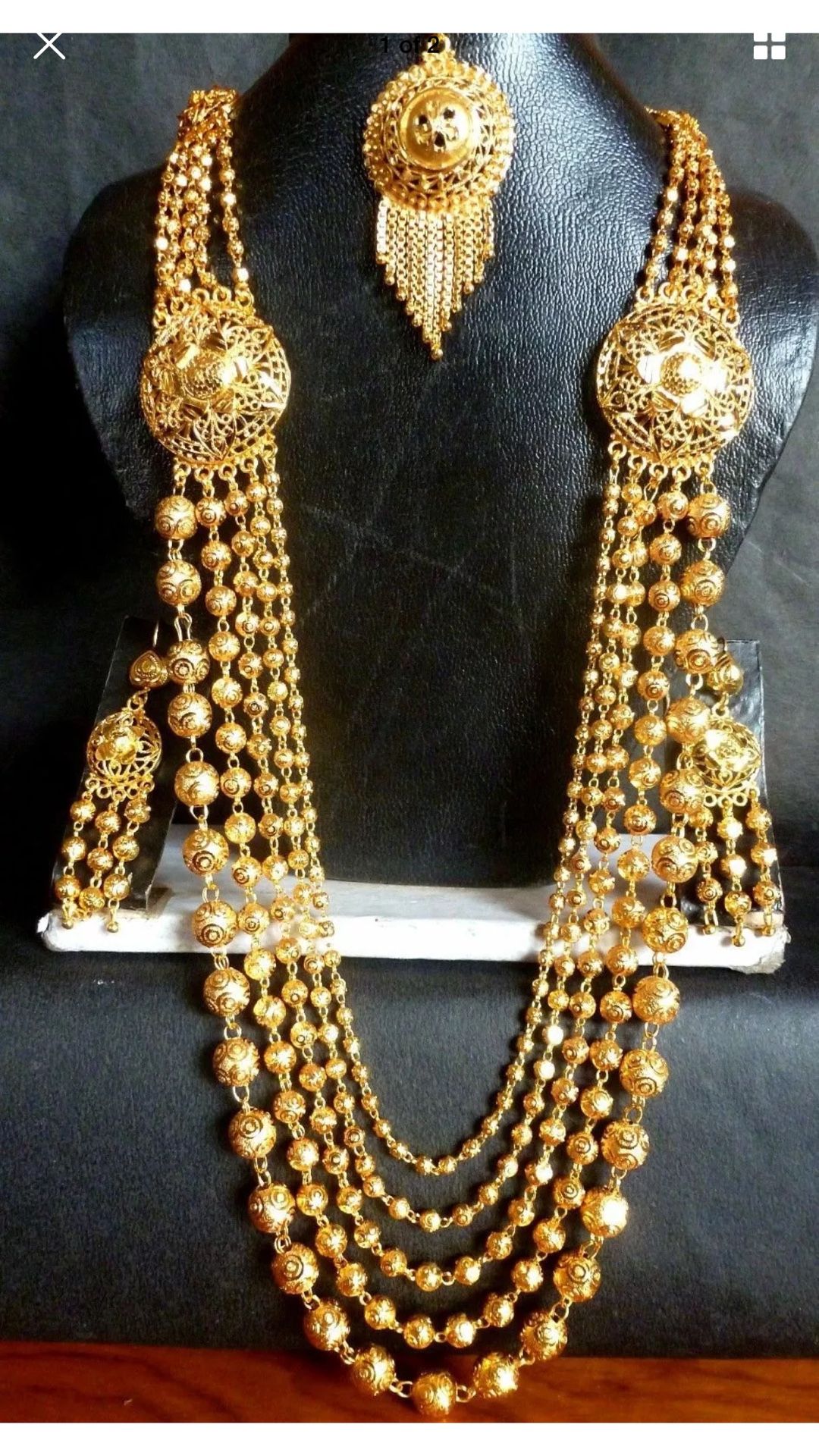 22k gold plated Indian mala earring jewelry necklace bridal wedding jewelry accessory party