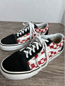 VANS Old School Black Red & White Checkered Shoes 7 Women’s
