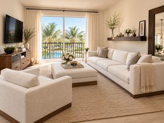 Pottery Barn Sofa + Armchair + Ottoman Set – Ivory, Professionally Cleaned