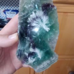 Rainbow Fluorite Slab Looks Like A Couple Snowflakes Crystals In the  Slab