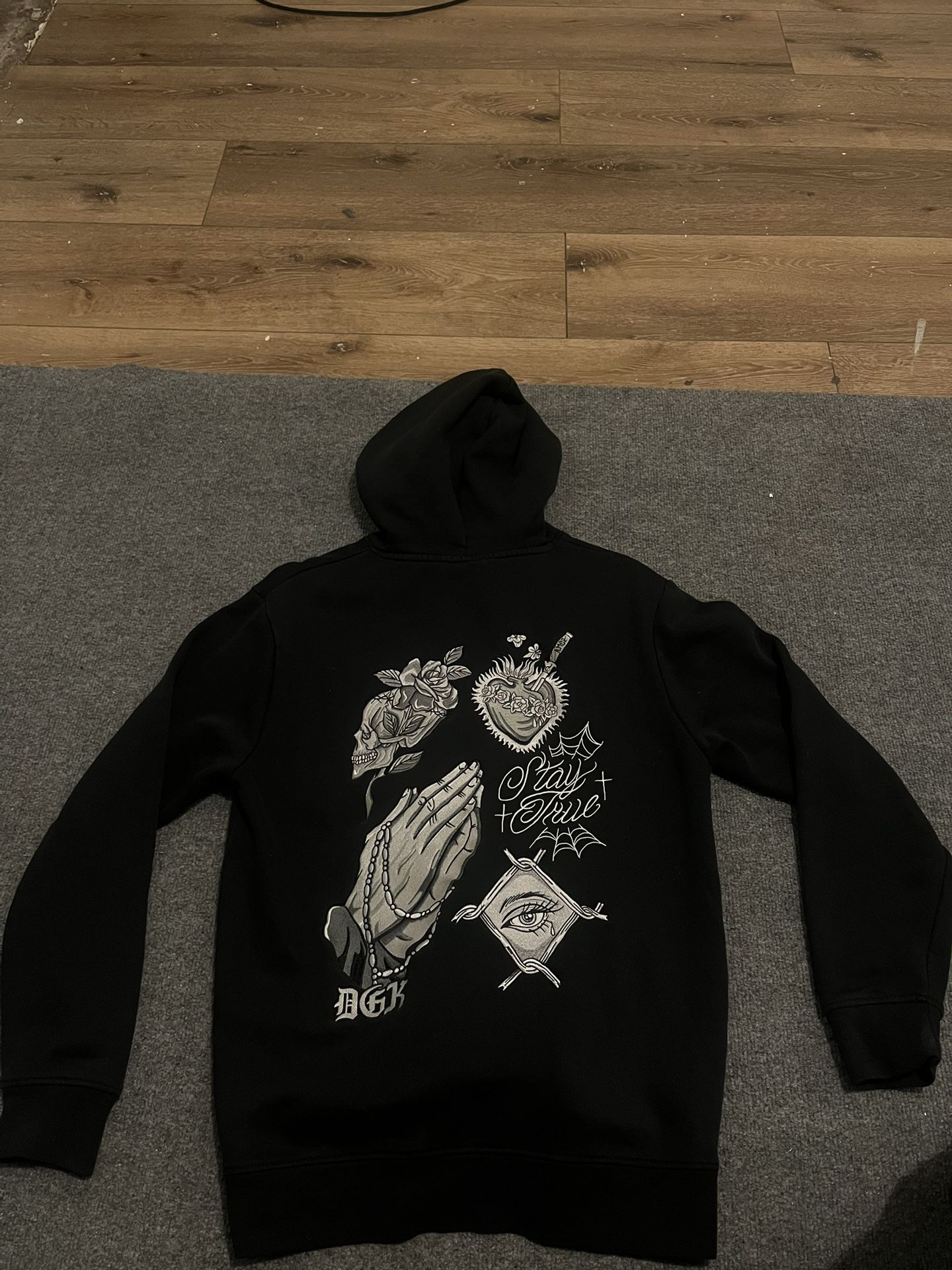 Black DGK Hoodie with Graphic Design size Medium-True to size