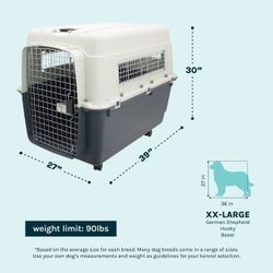 SportPet Designs Airline Approved Plastic Dog Kennel with Wheels, XX-Large