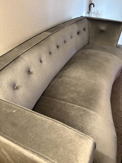 Velour Sofa with Mirrored Legs
