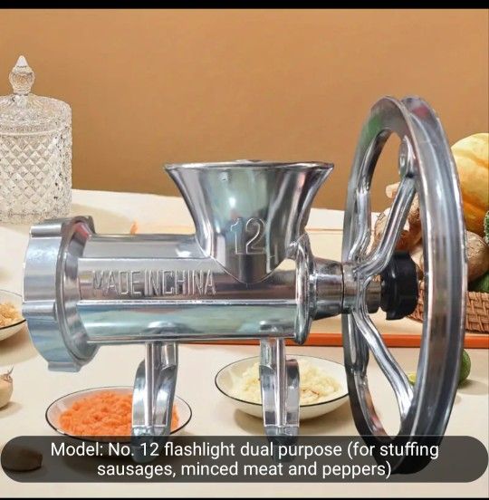 1pc Aluminum Manual Meat Grinder with Wheels - 1-10L Capacity