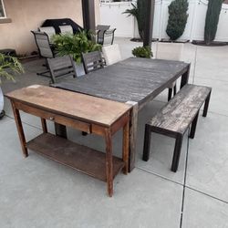 Table, 4 Chairs, Bench and Side Table $50