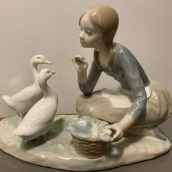 Lladro “Food For Ducks” Figurine Without Original Box 