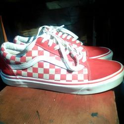 Vans Old School Checkerboard Red And White Size 10 $30