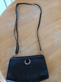pre-owned Brighton black leather mini crossbody bag / wallet organizer