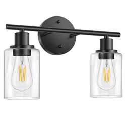 Bathroom Light Fixtures, Matte Black, 2 Light Vanity