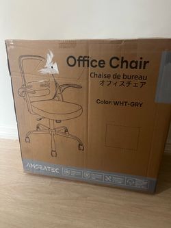 AMSEATEC Ergonomic Mesh Computer Desk Chair – Breathable Swivel Chair (White & Grey)