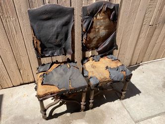 Antique Early 1900s Revival Spanish Chairs, Halloween Decorations