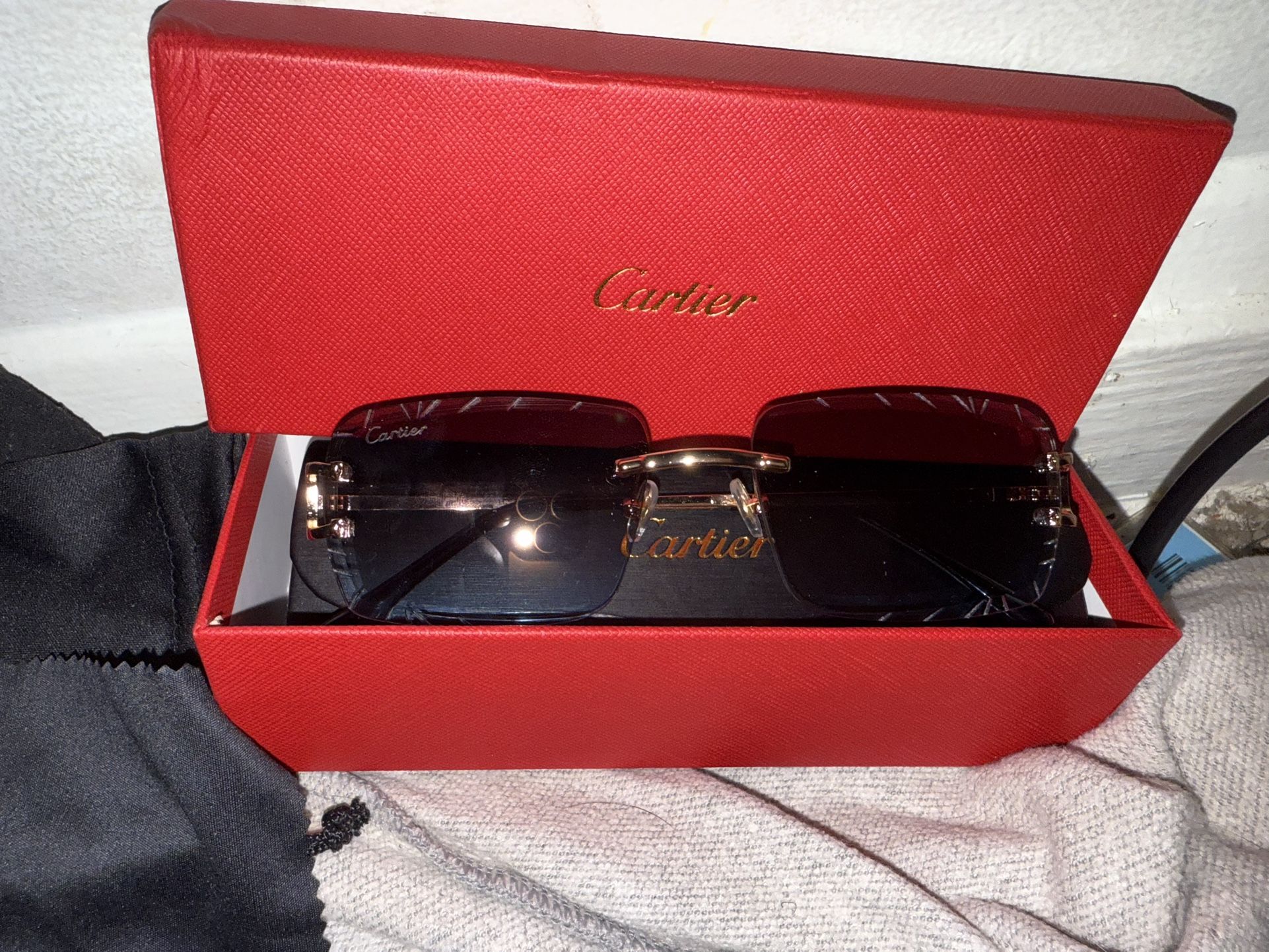 Cartier Glasses Diamond Cut Dark Blue