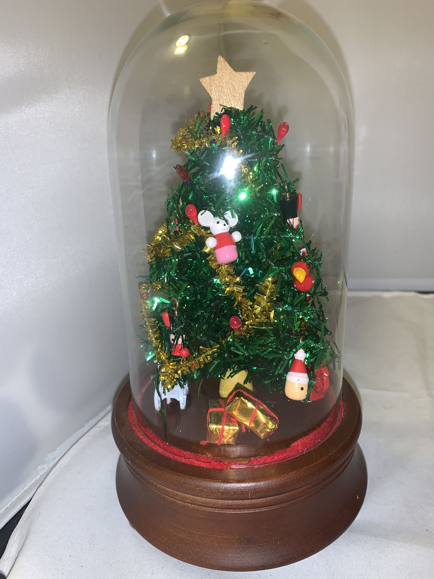 Vintage Christmas San Francisco Music Box Company Tree In Glass Dome