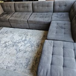 Set Of L Shape Sofa Grey