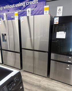 SAMSUNG BESPOKE STAINLESS STEEL COUNTER DEPTH FOUR DOOR FLEX REFRIGERATOR 🔥