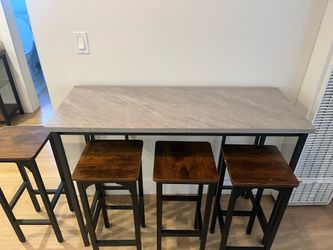 Folding high table with 4 stools