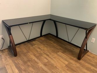 Glass top corner desk