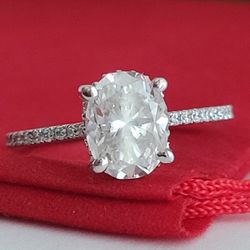 ❤️14k Size 8.5 Precious Solid White Gold Moissanite and Quartz Ring!/ Anillo de Oro Blanco con 1 Moissanita y Cuarzo! 👌🎁Post Tags: Anillo de Oro