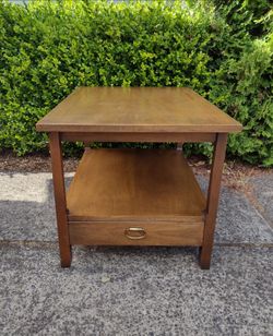 Vintage Side Table with Shelf & Drawer