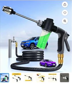 High Pressure Garden Hose Nozzle Sprayer with 3.5oz Plastic Soap Dispenser Bottle, Heavy Duty Car Wash Foam Gun, Adjustable Nozzle for Gardening, Sola