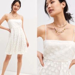 NWT $198 Anthropologie x Sachin & Babi White Textured Polka Dot Mini Dress 2