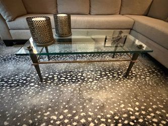 Glass Top Coffee Table with Iron Frame