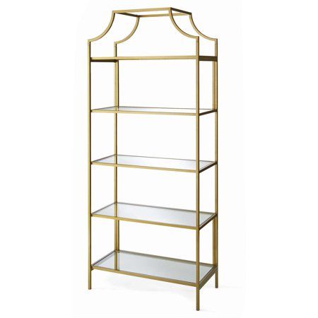 Better Homes & Gardens 71" Nola 5-Tier Etagere Bookcase, Gold Finish *New