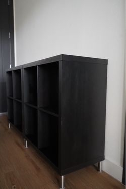 2 shelf units ikea kallax with steel legs
