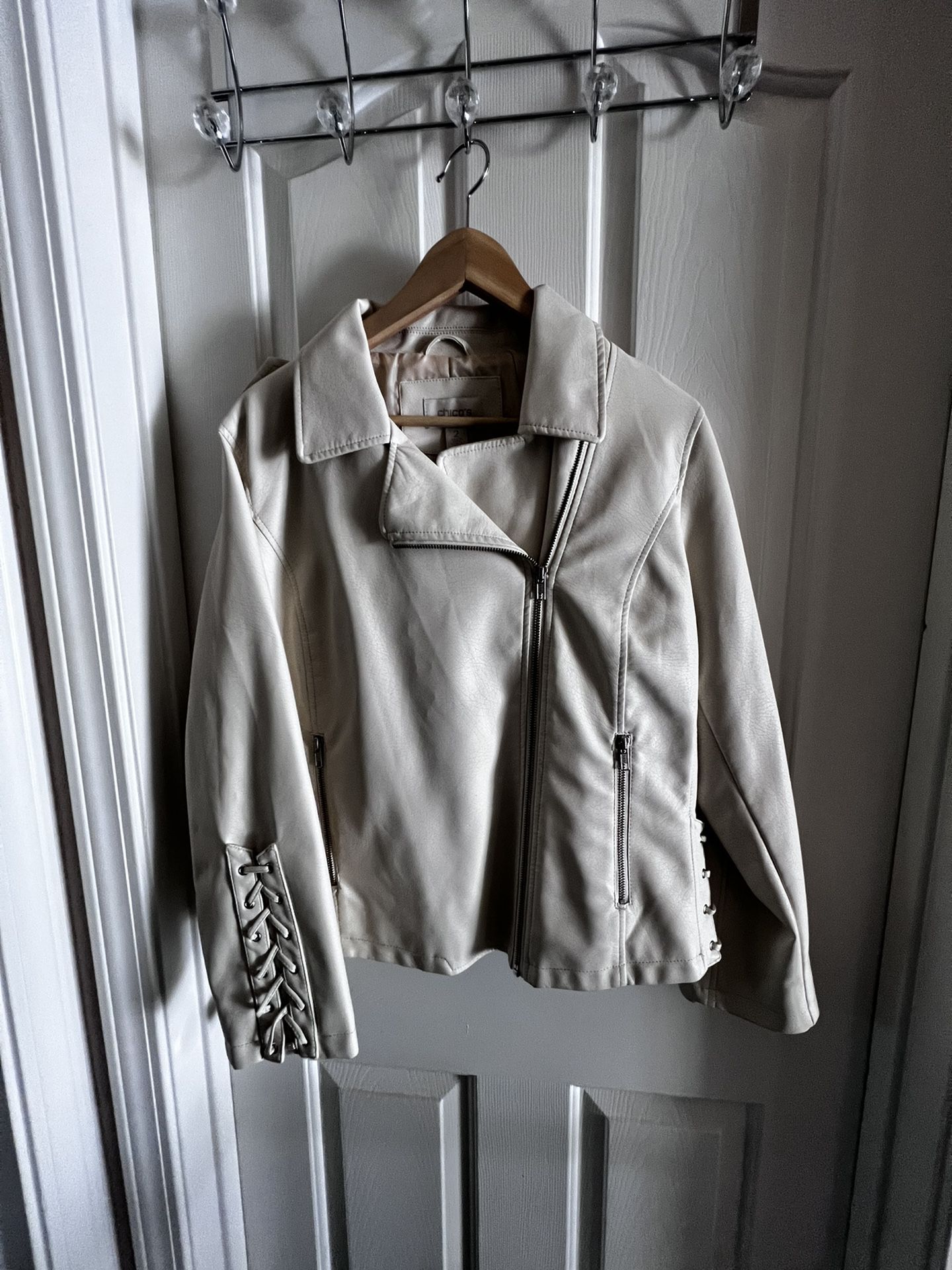 Brand-new white leather jacket 