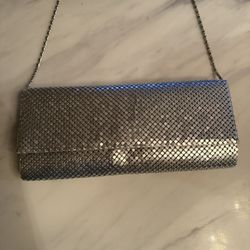 Silver Mesh Evening Bag / Clutch with Chain Strap