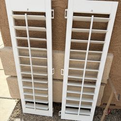 Set (2) White Wood Interior Composite Window Shutters Blinds - 33” x 55.75” (Both Pieces)