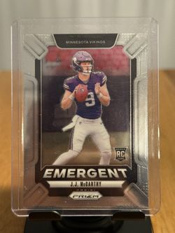 J.J. MCCARTHY 2024 PANINI PRIZM EMERGENT ROOKIE BASE VIKINGS RC Q2025